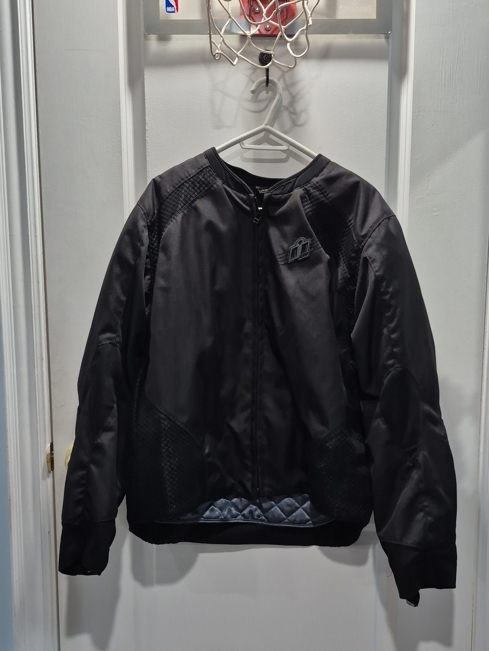 ICON Motorcycle Black Bomber Jacket with Subtle Logo